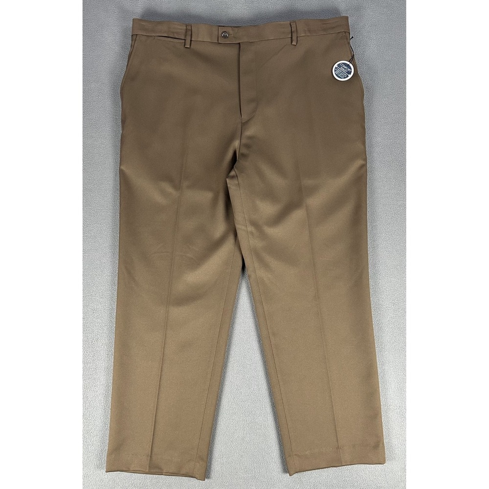 Saddlebred Pants Slacks Mens 40x29 Mocha Brown Comfort Waist Straight Dress New